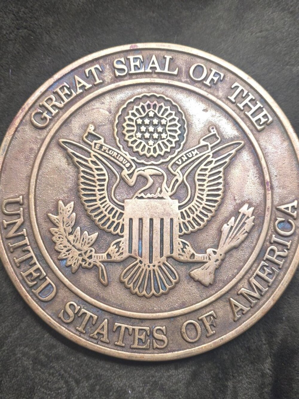 Virginia Metalcrafters Great Seal of the United States Solid Brass Trivet 1995